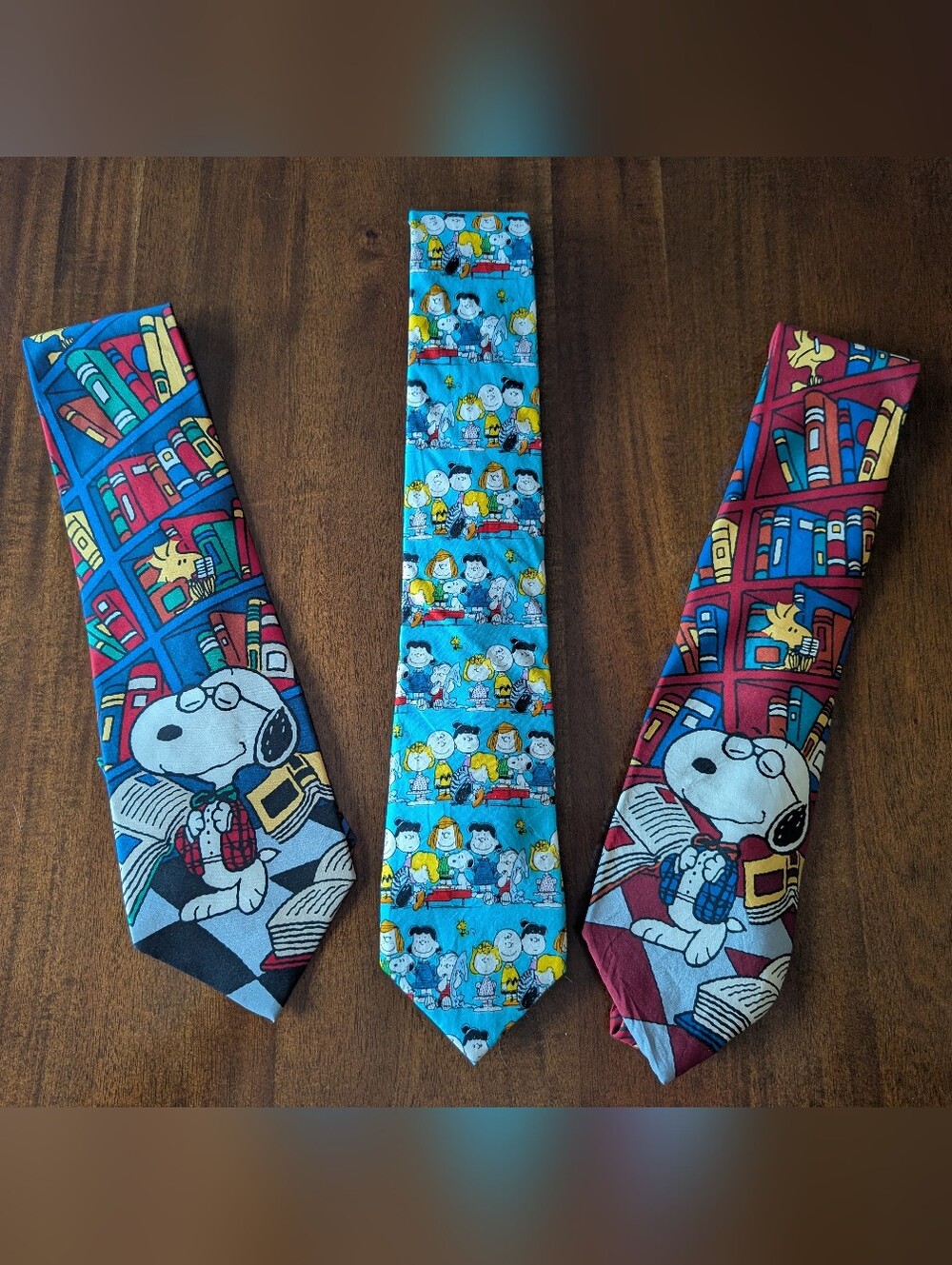 Vintage Peanuts Silk & Cotton Neckties - Joe Preppy Snoopy Trio! 🎩📚